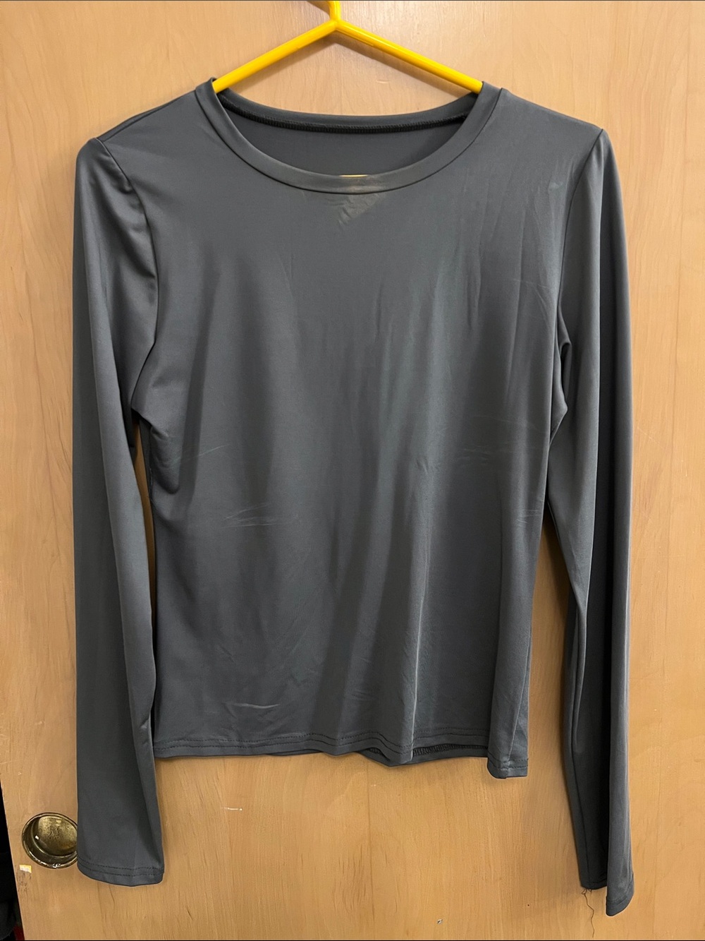 Long Sleeve Crew Neck Top - Gray